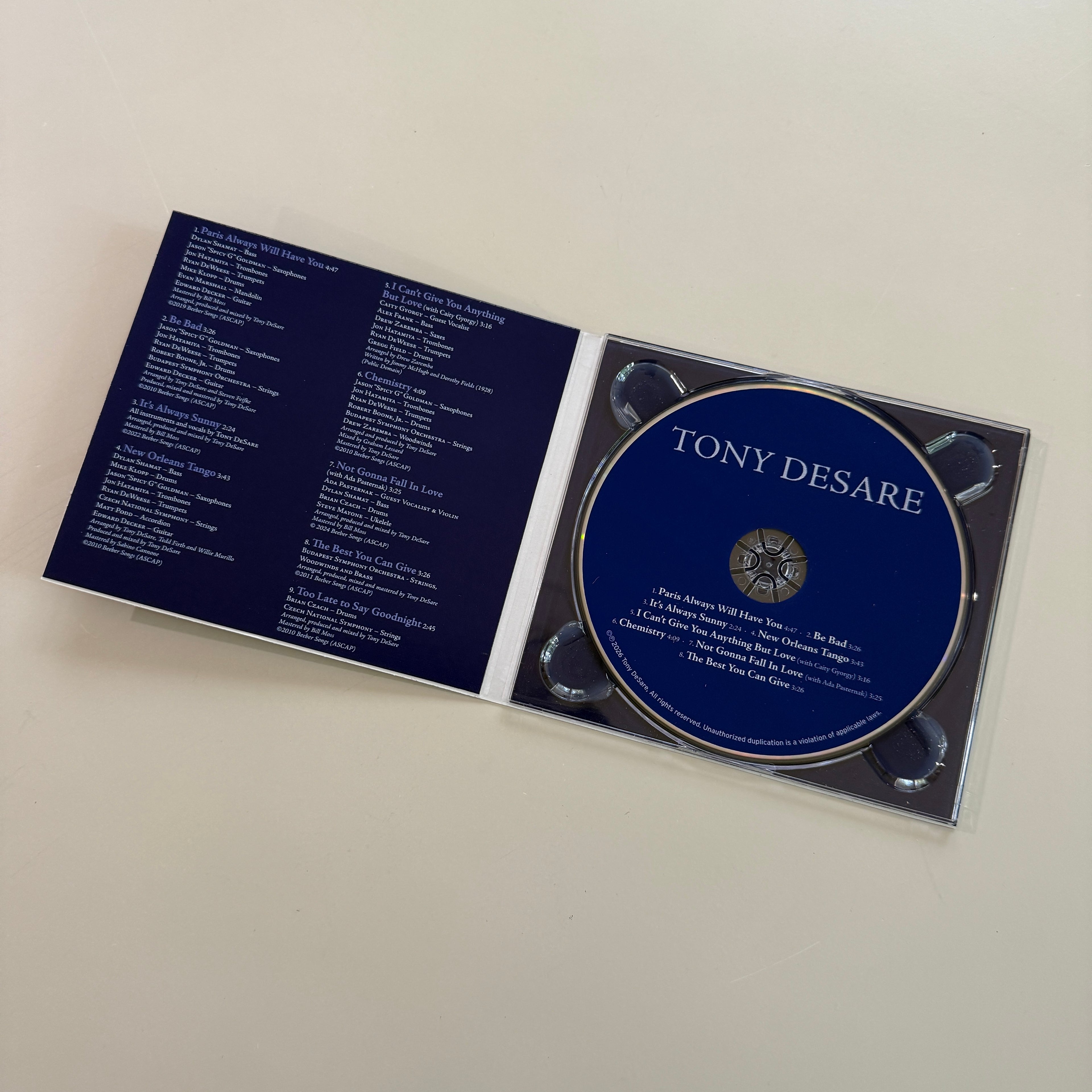 Tony DeSare (2026) Autographed CD + MP3 Download